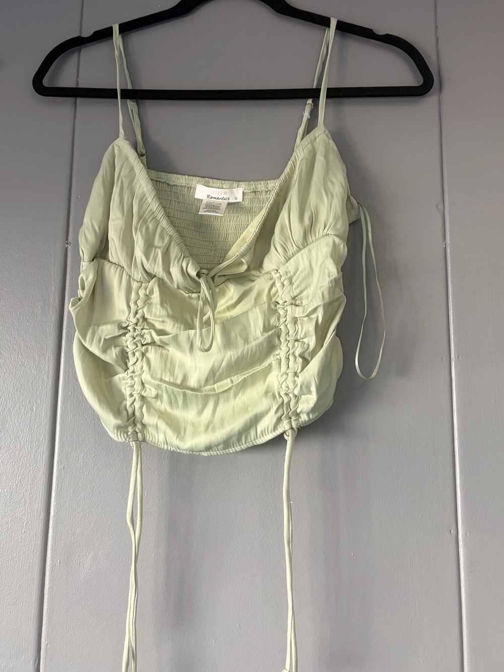 URBAN Romantics Sage Green Ruched Tie-Front Cami